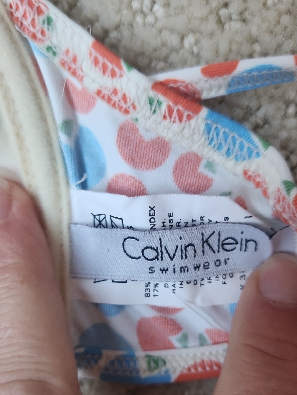 Calvin Klein White Bikini Top with Red and Blue Heart Print - Picture 4 of 8